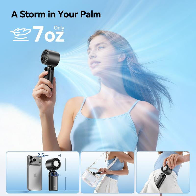 4-In-1 Portable Refrigeration Handheld Turbo Fan with 200 Speed Settings, 21,000 Revolutions per Minute, 12-Hour Cooling, Digital Display, 120° Rotation, USB Charging, Mini Handheld Personal Fan.Suitable for Travel, Indoor Use, and Office Desk Usage.