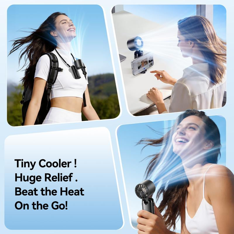 4-In-1 Portable Refrigeration Handheld Turbo Fan with 200 Speed Settings, 21,000 Revolutions per Minute, 12-Hour Cooling, Digital Display, 120° Rotation, USB Charging, Mini Handheld Personal Fan.Suitable for Travel, Indoor Use, and Office Desk Usage.